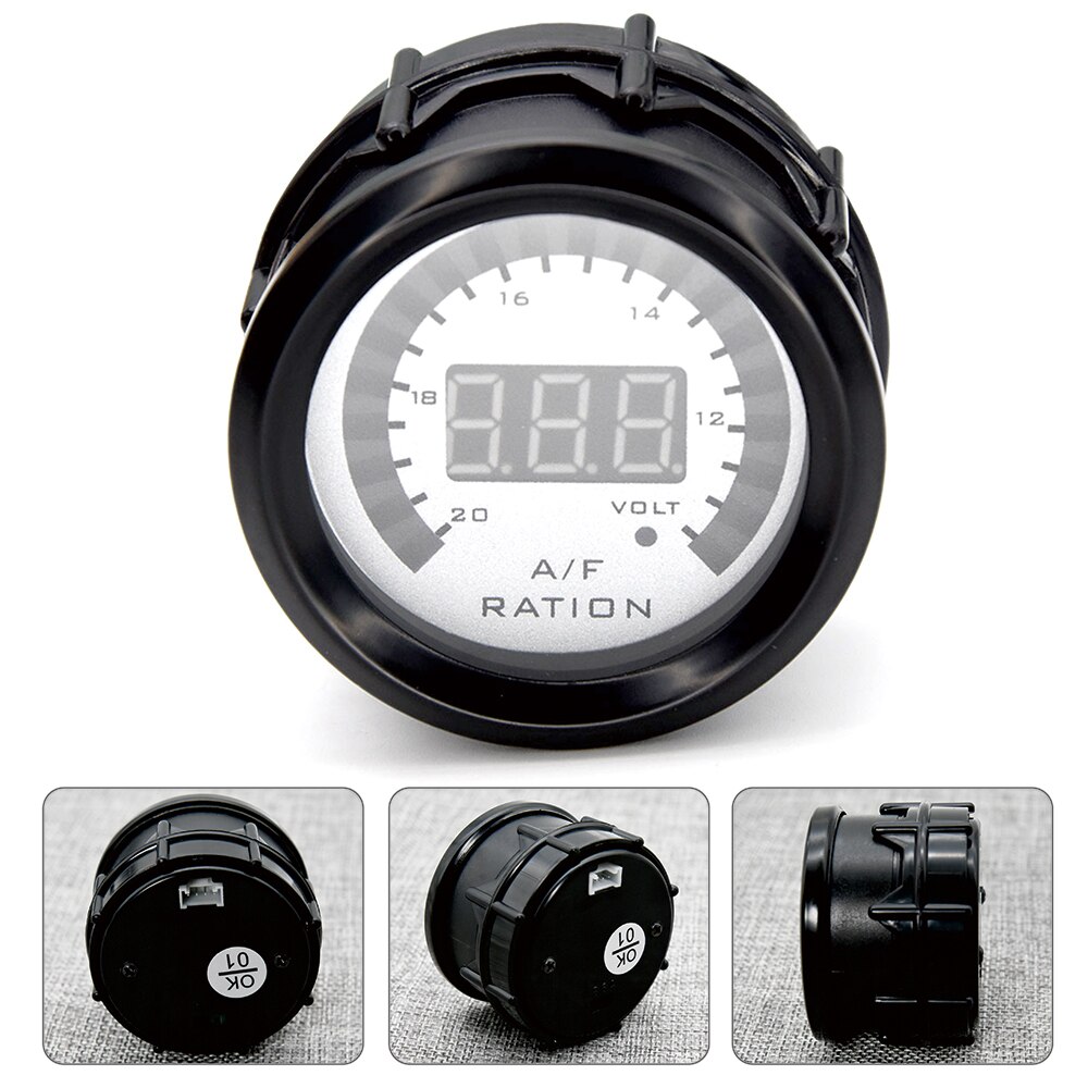 AD Digital 52mm Auto Air Fuel Ratio Gauge + Voltmeter volt Meter Indicator Smoked With Narrowband O2 Oxygen Sensor 0258006028: Silver