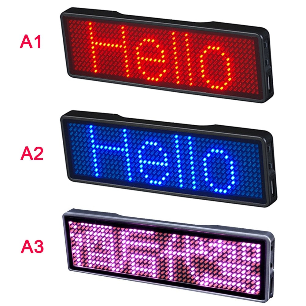 Display LED Name Tag Rechargeable Bluetooth Digital LED Badge Insignia DIY Programmable Scrolling Message Board Mini LED