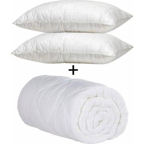 Dubbele Katoenen Dekbed Kussen Set 2 Stuks Kussen 1 Quilt Licht Mikrofiber 4 Seizoenen Comfortabele Lux Antibacteriële Turkse Textiel