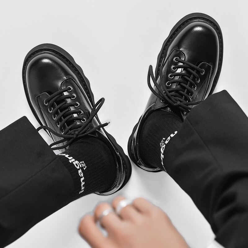 IEFB-zapatos británicos de piel sintética para hombre, calzado informal con suela gruesa, estilo coreano, 9A0566