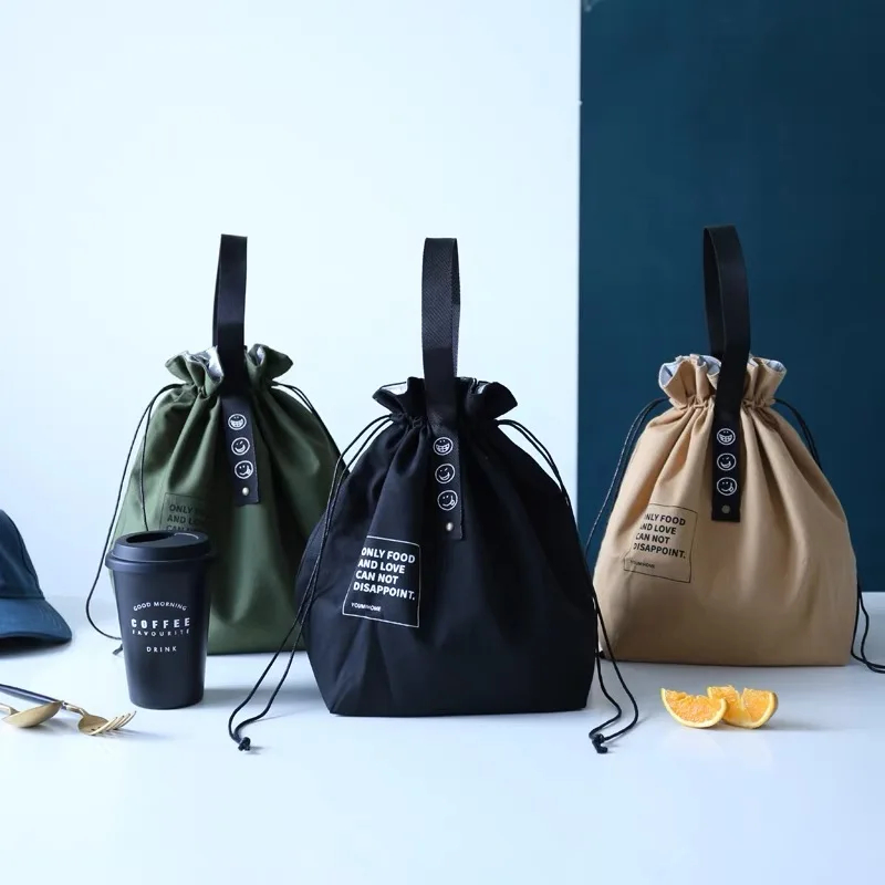 Canvas Lunch Bag Bento Box Handbag Outdoor Portable Picnic Dinner Container School Fresh Keeping Food Storage Tote Accessories: Brown