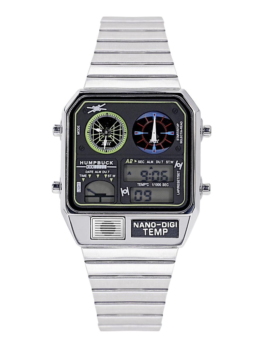 HUMPBUCK Relojes digitales para hombres Temas clásicas Reloj de pulsera multifuncional con cronómetro de temperatura Tiempo dual y calendario