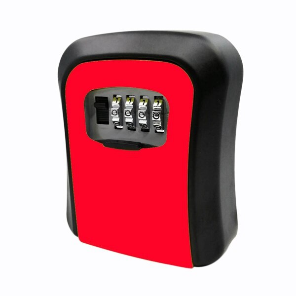 Key Lock Box Wall Mounted Aluminum alloy Key Safe Box Weatherproof 4 Digit Combination Key Storage Lock Box Indoor Outdoor: Red