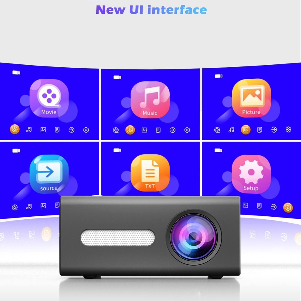 Zwart T300 Draagbare Projector High Definition Eff... Grandado