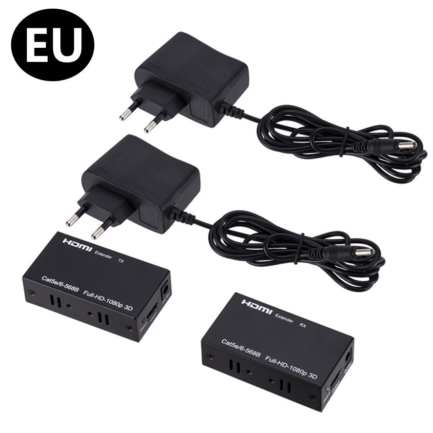 Convertitore di prolunga Extender compatibile HDMI HD 100M tramite CAT 5e 6 6e Cat5e/6 Cat6 UTP RJ45 cavo Ethernet per scheda di rete LAN: EU