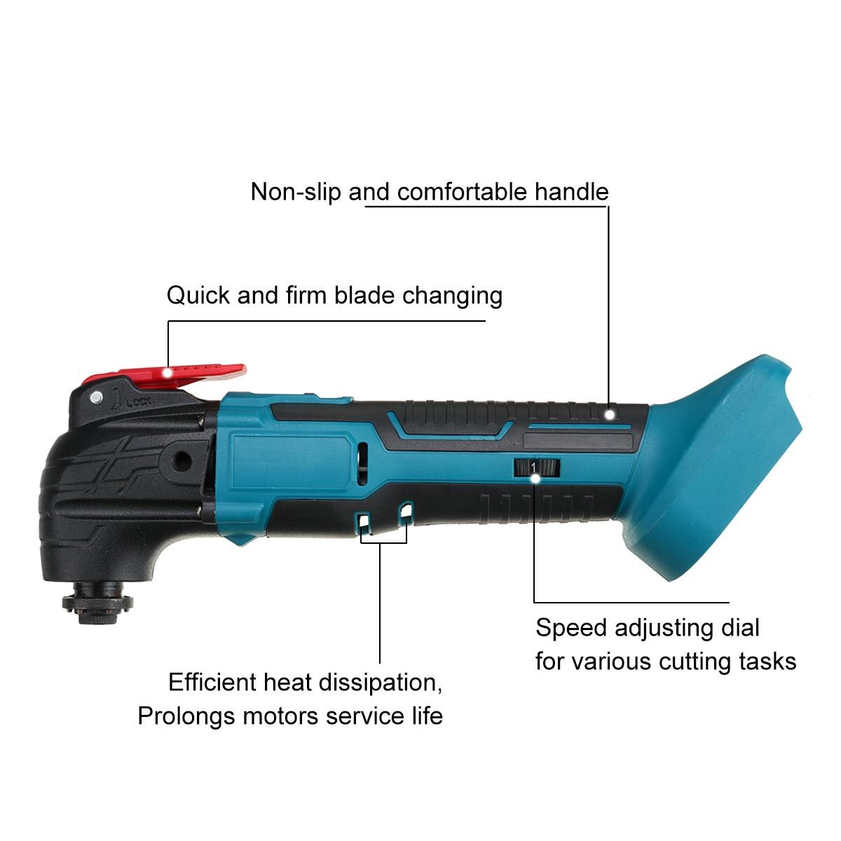 6 Speeds Adjustable Cordless Oscillating Multi Tool Variable Speed Renovator Woodworking Tool For 18V Makita Battery 20000 RPM