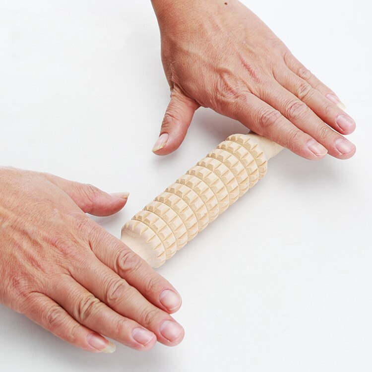 Pottery Mud Stick Pottery Ceramics Plastic Clay Carving Tools Solid Wood Printed Texture Mud Stick Mud Forming Tool