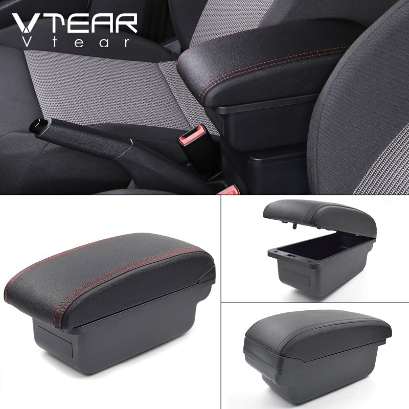Vtear Voor Lada Kalina Armsteun Lederen Arm Rest Usb Opbergdoos Auto-Styling Abs Decoratie Accessoires Auto Interieur Onderdelen: Y red