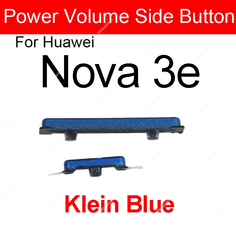 Botones de volumen de encendido y apagado lateral para Huawei Nova 3, 4, 3i, 3e, 4e, subir y bajar volumen, Nova 3, 4, teclas laterales de alimentación, piezas de repuesto: Negro