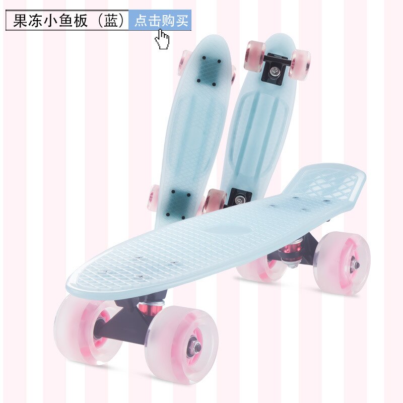 Pastel Mini 22 "patineta Cruiser Penny Board patín Retro Longboard completo plástico Scooer: light blue