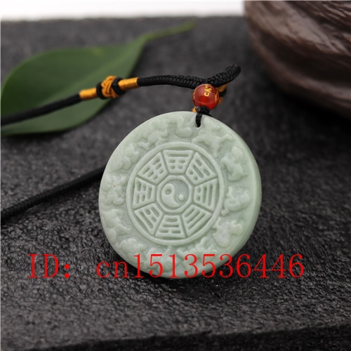 Natural Chinese Zodiac Carved Jade Pendant White Green Tai Chi Gossip Necklace Charm Jewellery Lucky Amulet