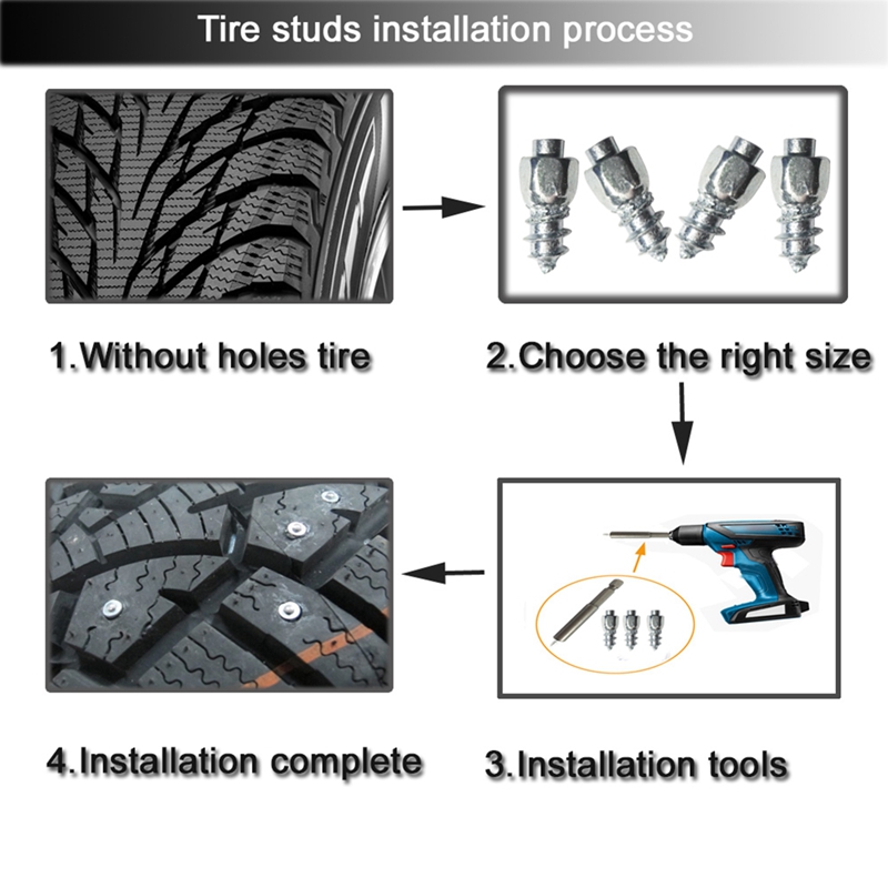 9 mm Tire Studs Snow Spikes Anti-Slip Anti-Ice for Car Truck Bicycle Boot Motorcycle ATV SUV Auto