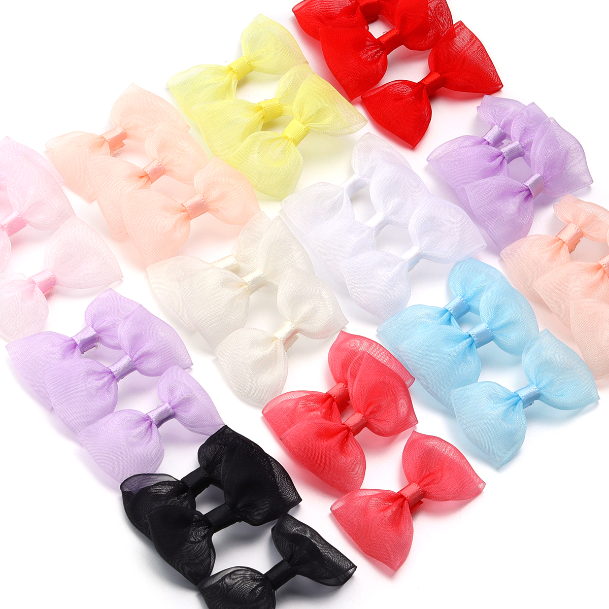 20 unids/lote lazos de cinta de satén 2,5 cm x 5cm lazo Multicolor pequeños lazos flor para manualidades accesorios de decoración para de Navidad