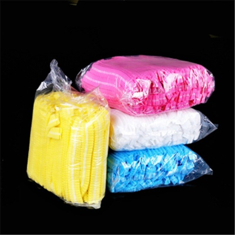 Gorro de ducha desechable no tejido para hombre y mujer, gorro de pelo plisado elástico para Spa, salón, baño, barbería y Hotel, 10 Uds.