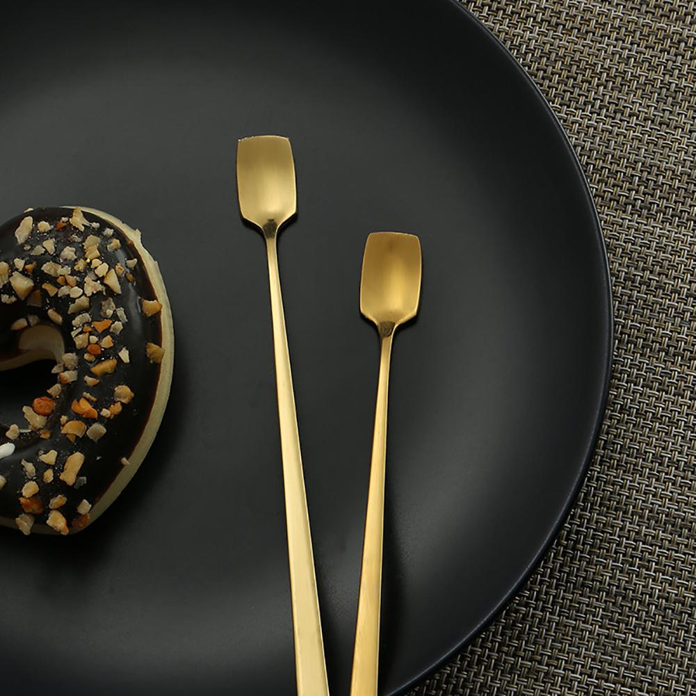 Square Head 15/17cm Square Head Stainless Steel Medicine Spoon Dinner Tableware Cutlery Mini Teaspoons Kitchen Coffee tea spoons