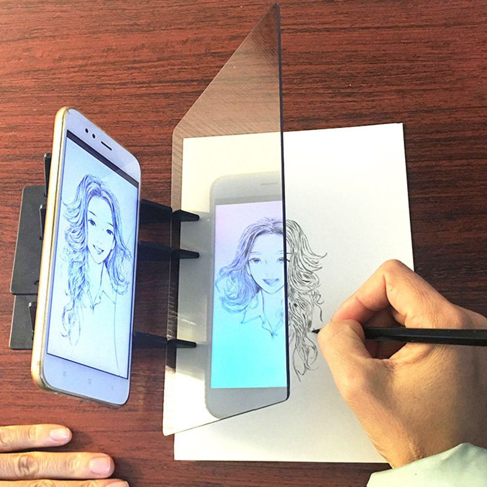 Children's led projection drawing copy board projector painting tracing board sketch mirrored reflection dimming bracket phone holder