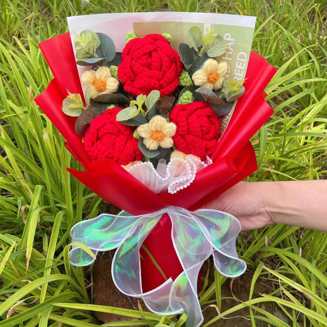 Afgewerkte gebreide bloemen Zonnebloemen gehaakt boeket Creatieve gebreide bloemen Valentijn Moederdag Verjaardag Afstudeercadeaus: violet