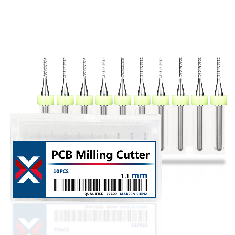 impostato di frese per PCB XCAN 0,5-3,0 mm Fresa in metallo duro 10 pezzi Punta per router per utensili di fresatura per macchine PCB: 26mm