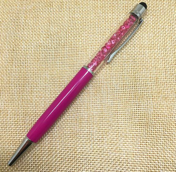 (1Pcs/Sell) Crystal Pen Diamond Pens Stationery Fountain Pen Stylus Touch Pen 11 Colors Oily Black Refill: 5