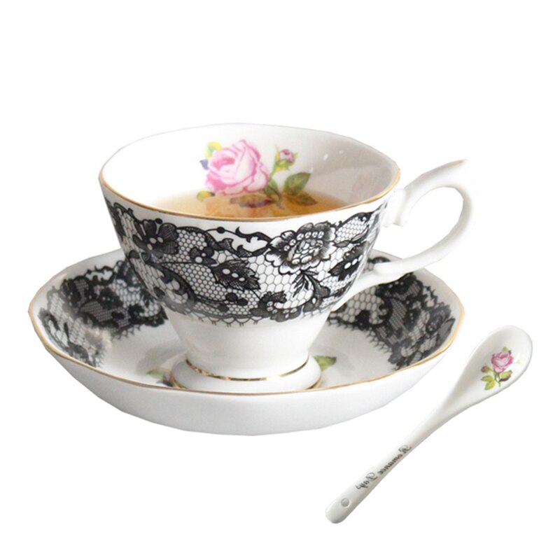 British Afternoon Tea Coffee Cup Set Bone china Cake pan Heat-resistant Glass Teapot Heating Flower Tea set Kitchen Accessories