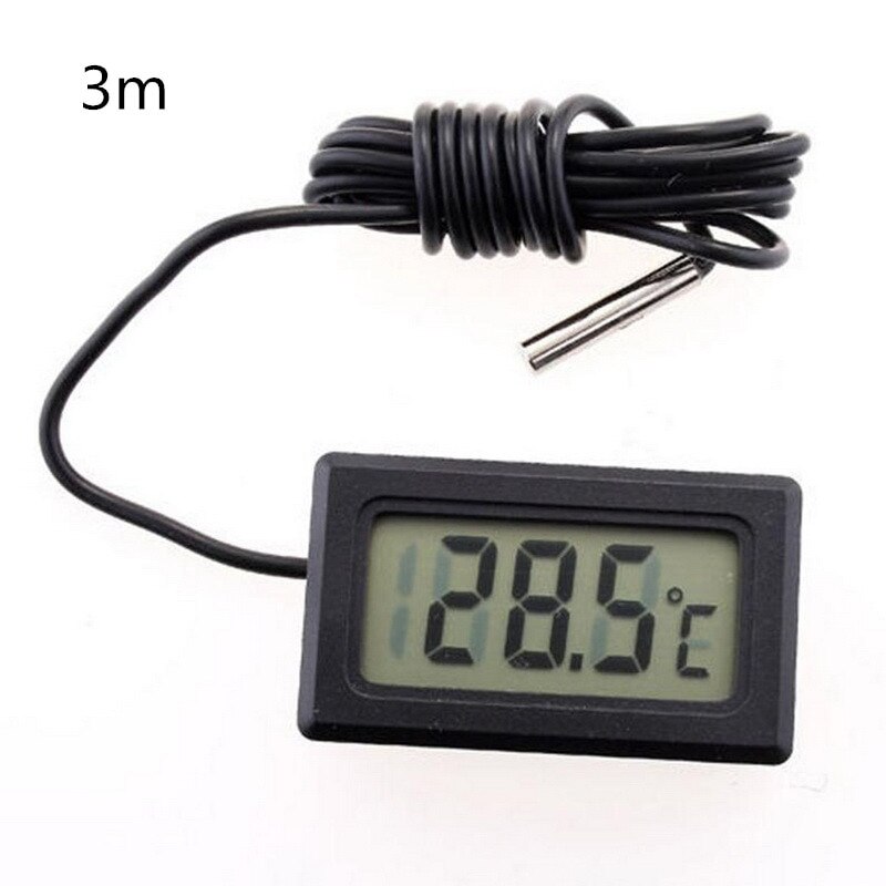 Digital LCD Thermometer Temperature Gauge Aquarium Thermometer with Probe: black wired 3M