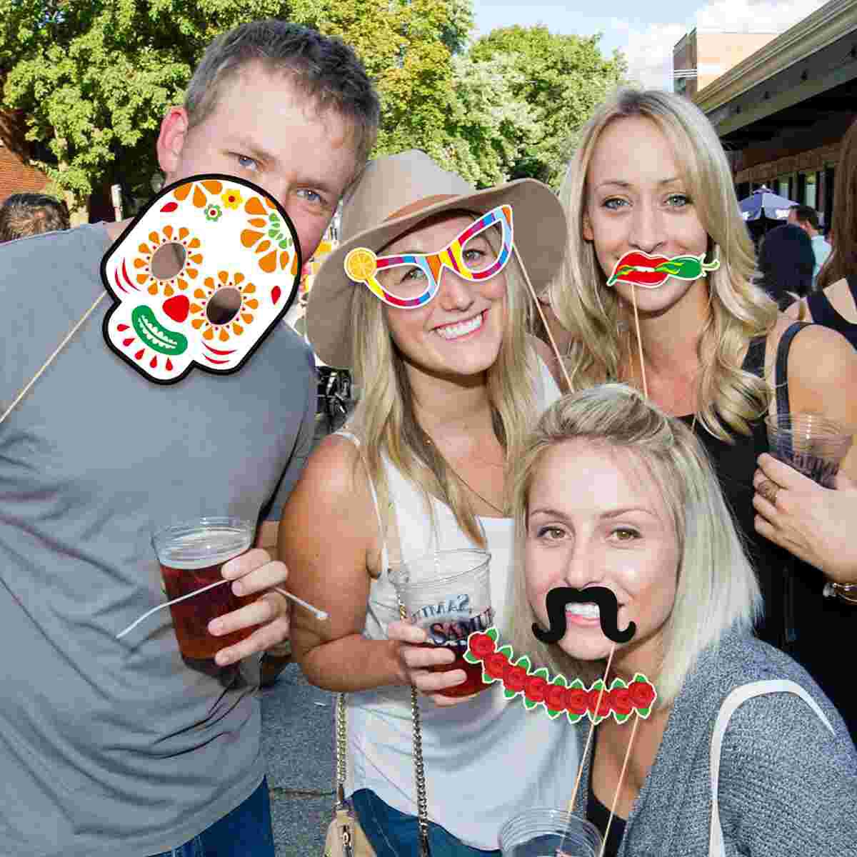 TINKSKY 20 Pcs Photo Booth Props Fiesta Party Supplies Mexican Carnival Prop for Wedding Birthday Party Favors