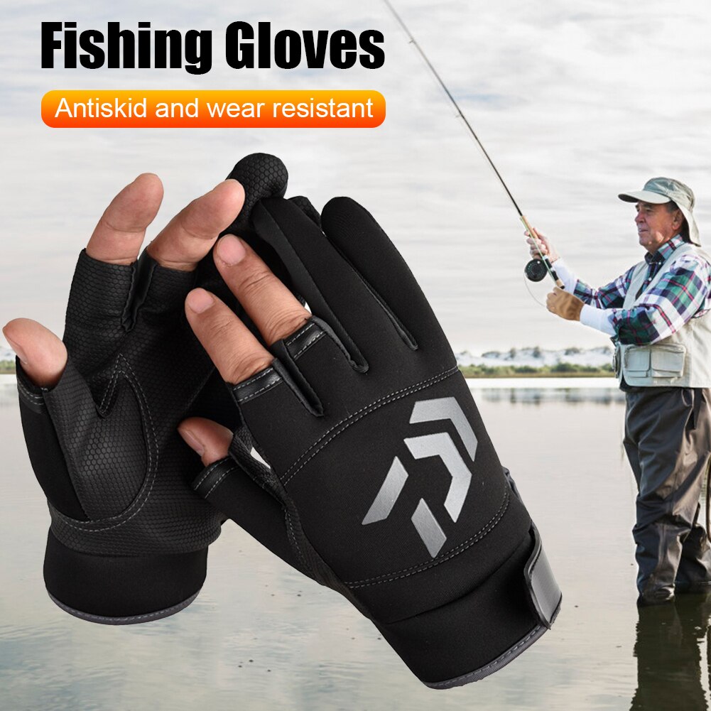 Gants de pêche universels à motif de flèche coupée à 3 doigts, protection solaire respirante pour l&#39;extérieur, gants antidérapants, équipement de pêche