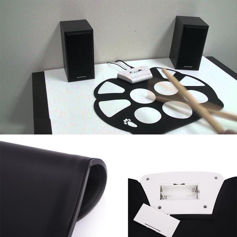 6Pcs/set Foldable Portable Electronic Drum Roller Up USB Electronic Drum Childern Kit Electric Musical Practice