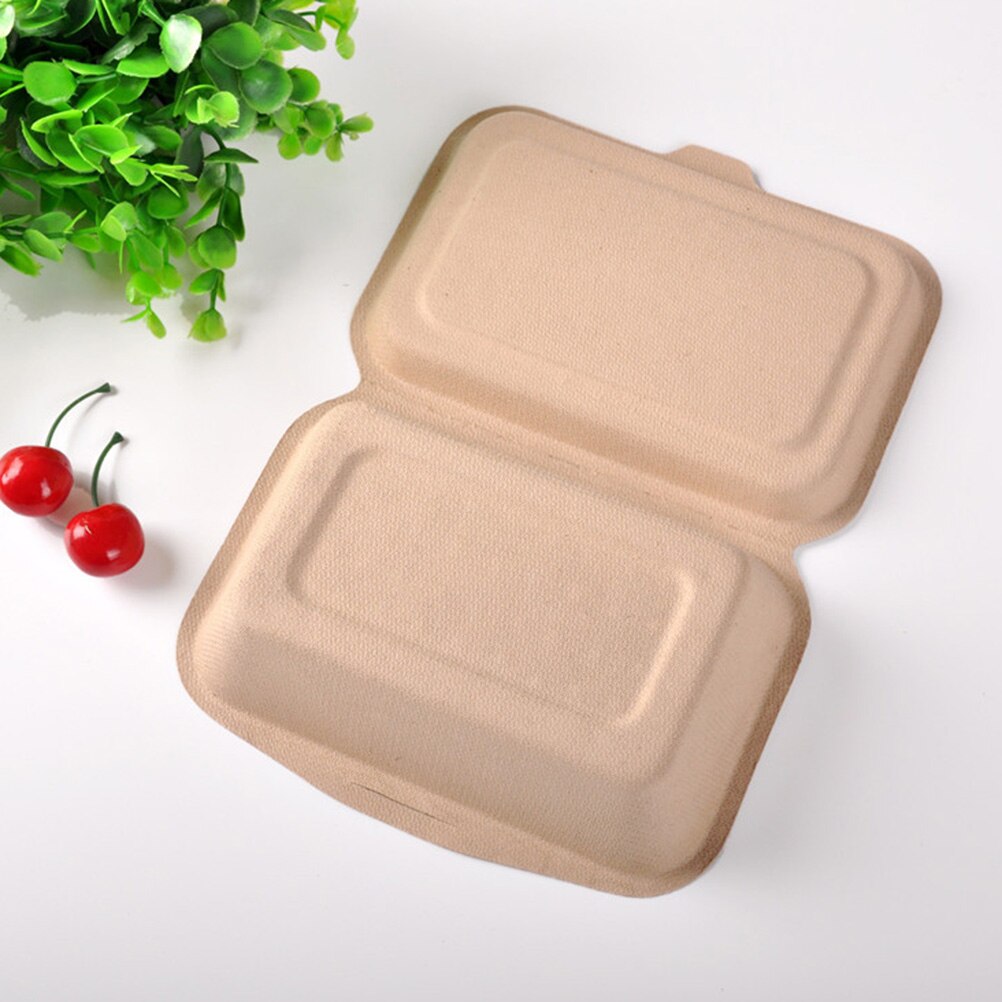 50pcs 600ml Hamburger Containers Disposable 600ml Paper Eco-friendly Doggy Box Lunch Boxes for Take-out Restaurant Snack Bar