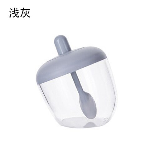 Seasoning Bottle Spice Organizer Jar With Spoon Salt Sugar Chicken Essence Condiment Storage Containers: Grey