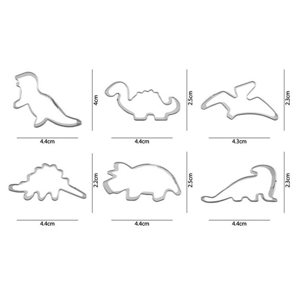 6 stks/set 3D Dinosaurus Cookie Rvs Cookie Decoratie Mold Dierlijke Vorm Cookie Cutters Mold