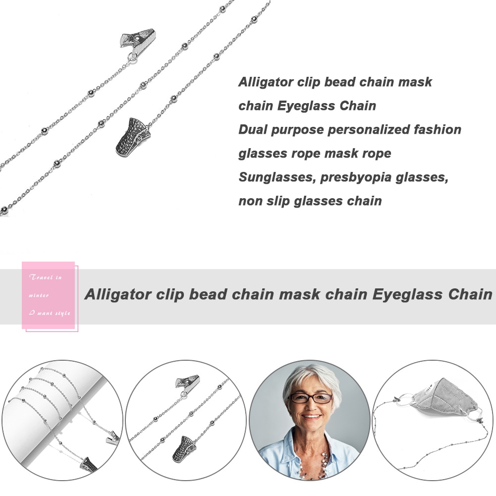 Multi-function Clip Beads Reading Glasses Chains Non Slip Eyeglasses Mask Lanyard Strings Neck Strap Eyewear Rope Accessories