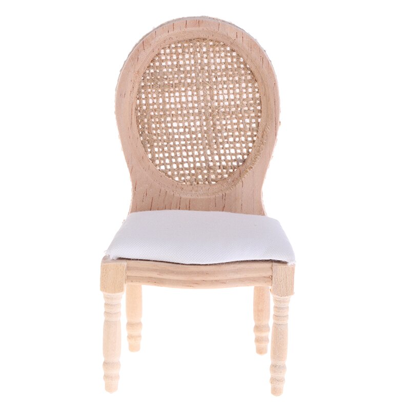 1/12 Dolls Miniature Furniture Wooden Unpainted Dining Chair for Dollhouse Decor pretend play toy Furniture Toys kid toy