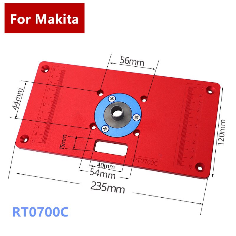 Universal aluminium router bordindsatsplade w / 2 routerindsatsringe til træbænke router til makita  rt0700c: Til makita