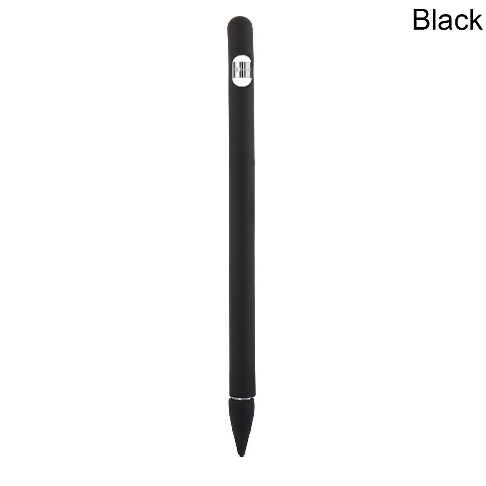 Colorful Soft Silicone Case Compatible For Apple Pencil Case Compatible For iPad Tablet Touch Pen Stylus Protective Sleeve Cover: black-