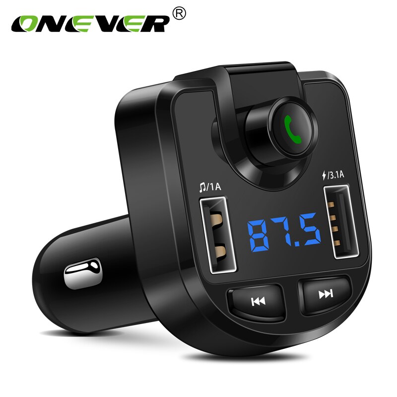 Onever Fm-zender Draadloze Bluetooth MP3 Speler Ondersteuning TF USB Disk Auto 3.1A Dual Usb-lader voor iPhone GPS FM modulator