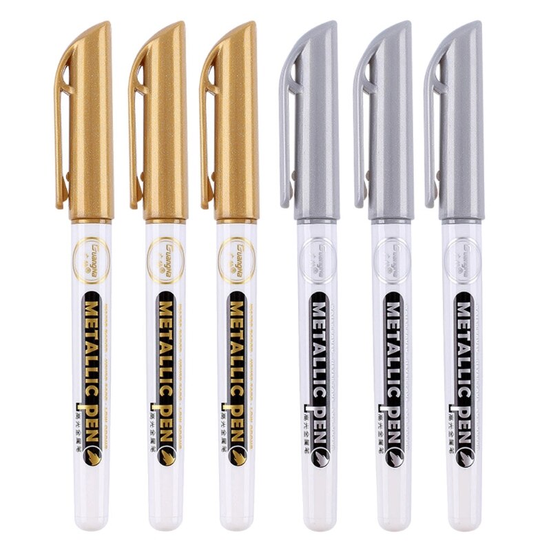 6Pc Gold Silber Epoxid Harz Zeichnung Stift Gold Blättert Punkt Stift Marker Acryl Farbe Höhepunkte metallisch dauerhaft Marker: A