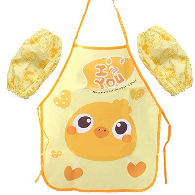 1 Set Kids Apron Adjustable Burp Cloths Feeding With Sleeves Children Painting Kitchen Cooking Waterproof Protection Accessories: d
