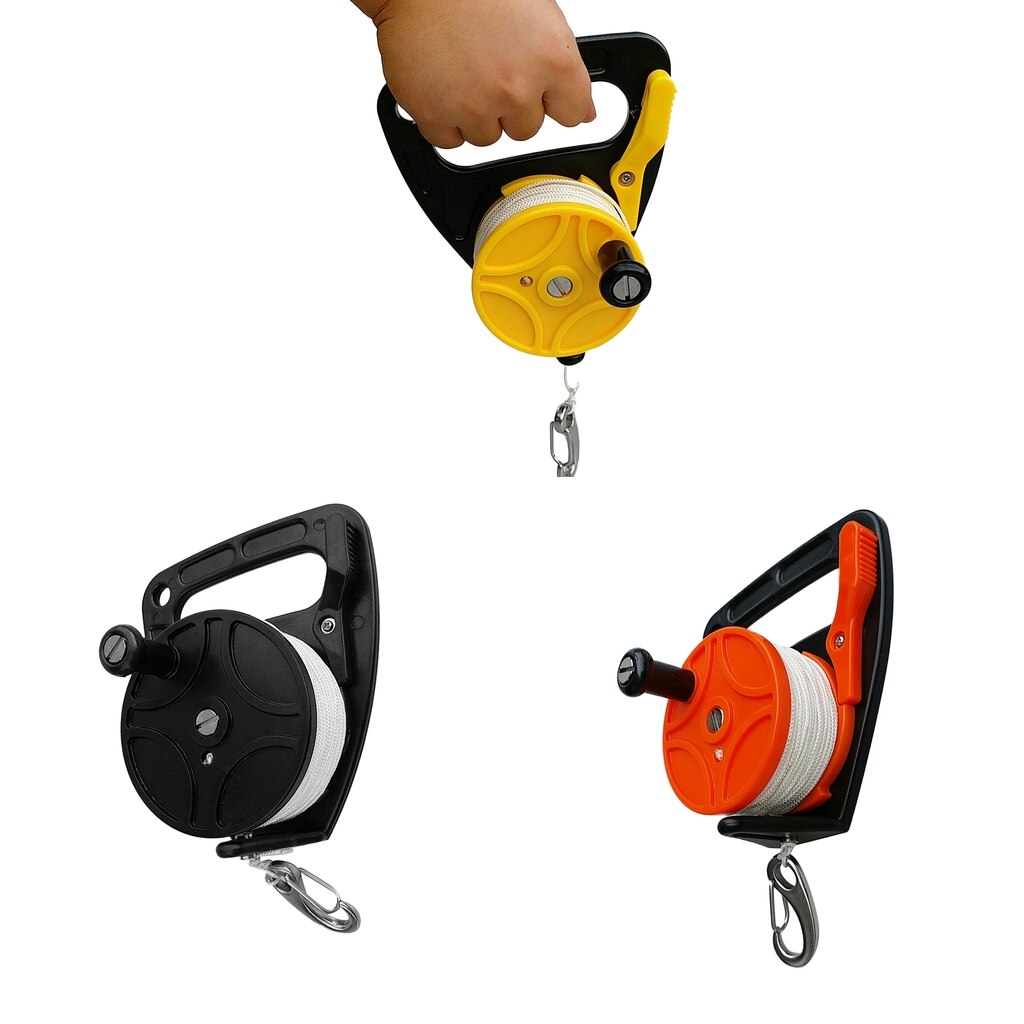 Compact Dive Reel & Handle, Thumb Stopper, Line, Clip For Scuba Diving Diver