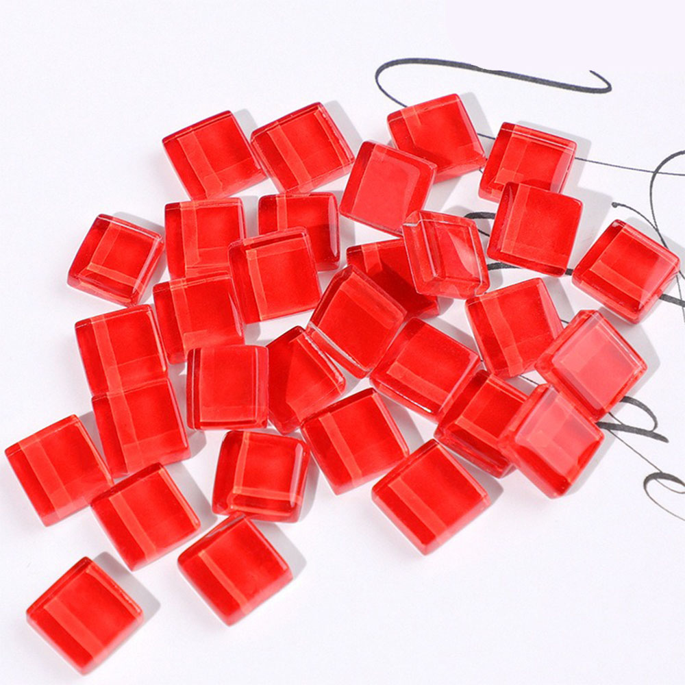 50PCS Mixed Color Glitter Glass Mosaic Grain Tiles Crafts For Stepping Stones Puzzle Garden Decor Hand Mosaics Flowerpots Making: Red