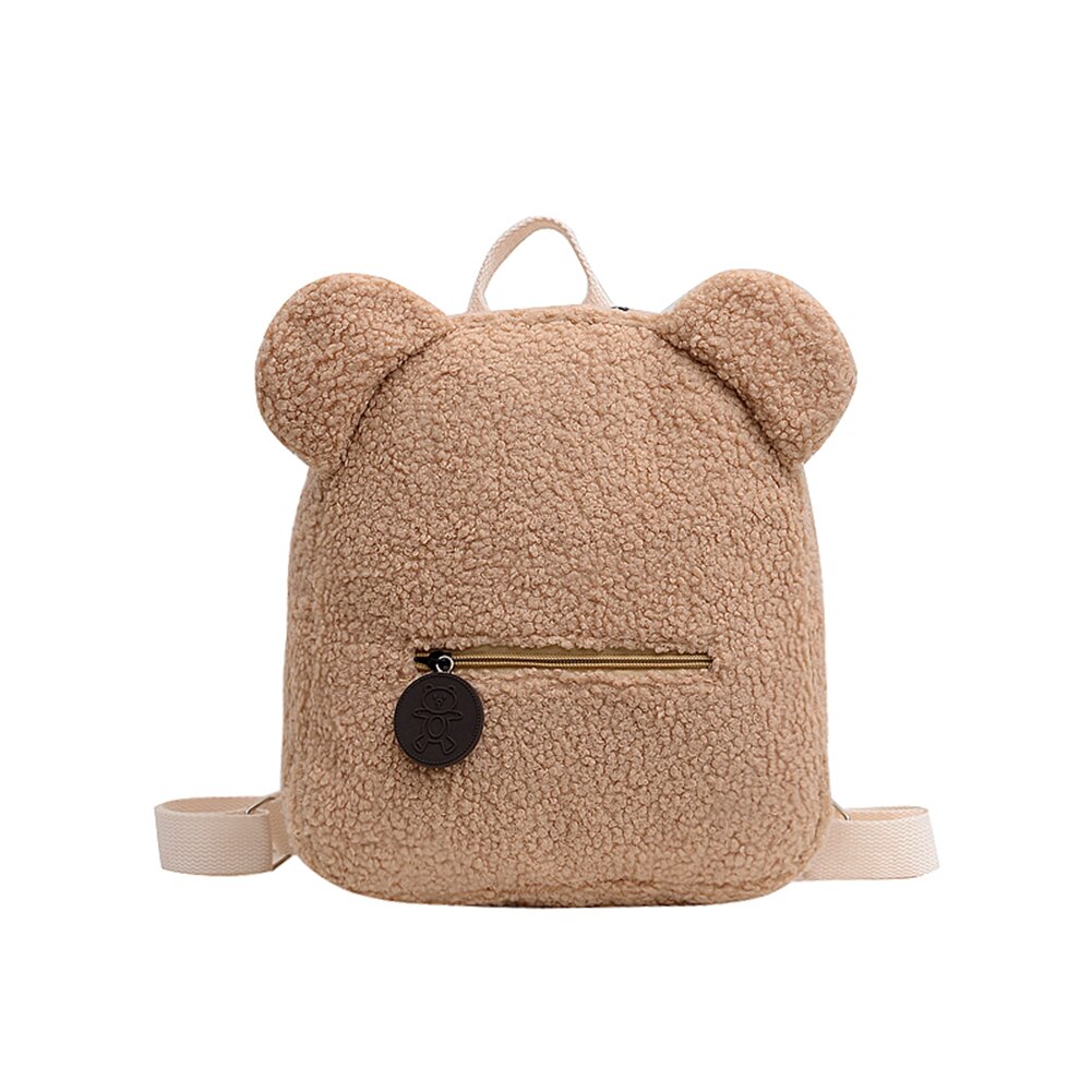 Mini sac à dos quotidien en peluche en forme d'ours pour femmes, fourre-tout Simple, tendance,: A