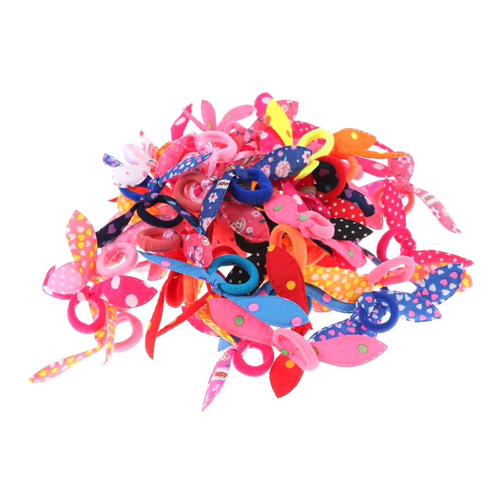 20 Stks/partij Konijn Oren Haarband Kinderen Kids Haaraccessoires Scrunchies Elastische Haarband Voor Vrouwen Meisje Rubber Band