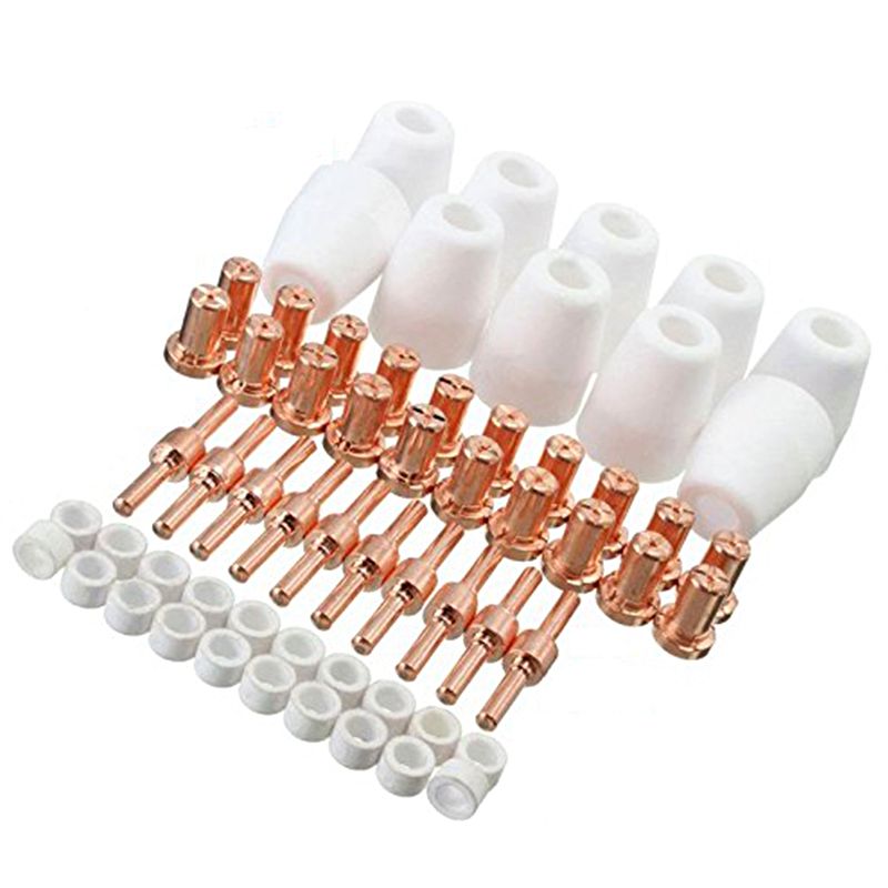 60 Pcs/Set Ceramic + red copper Air Plasma Cutting Cutter Consumables Extended TIP Nozzles Electrode for PT31 LG40 Torch CUT-50