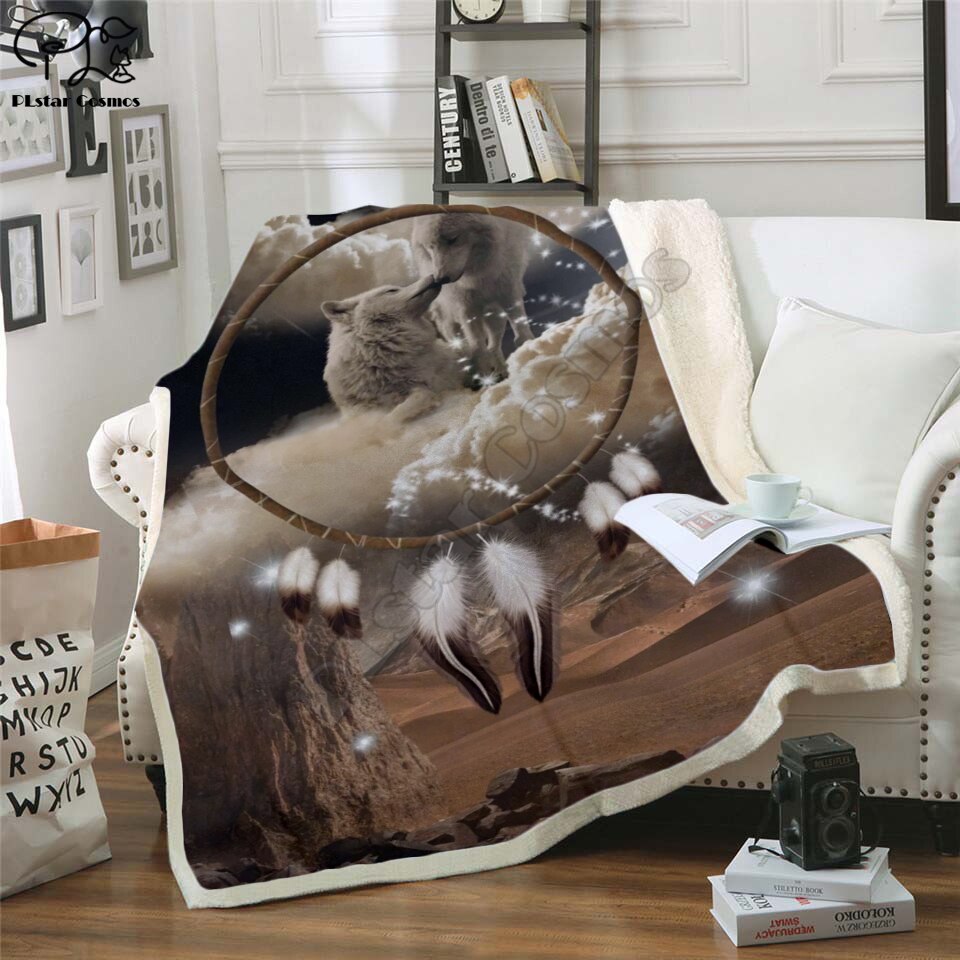 Luna MOND Wolf Decke Mit Kapuze 3D volle gedruckt tragbar Decke Erwachsene/Art Vlies Decke stil-1