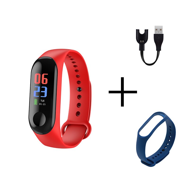 Mannen Smart Sport Horloge Bloeddruk Hartslagmeter Bericht Herinnering Bluetooth Waterdichte Mannen Vrouwen Armband Kids Pols: red blue