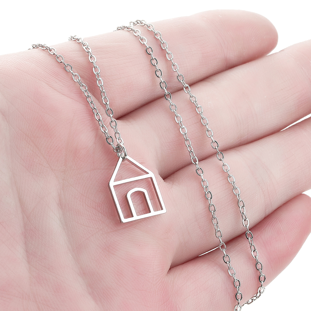 QIMING Minimalistischen Wenig Haus Anhänger Halskette Für Frauen Geometic Schmuck Romantische Hause Einfache Halskette