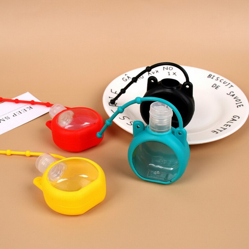 Contenedor de jabón líquido botella vacía portátil de 30ml botella de desinfectante de manos con funda protectora de silicona desmontable