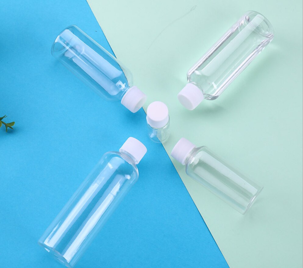 Frascos portáteis de viagem 50x5ml-100ml, tampa com parafuso de plástico vazio, cosméticos, loção, shampoo, amostra líquida, frascos dispensadores
