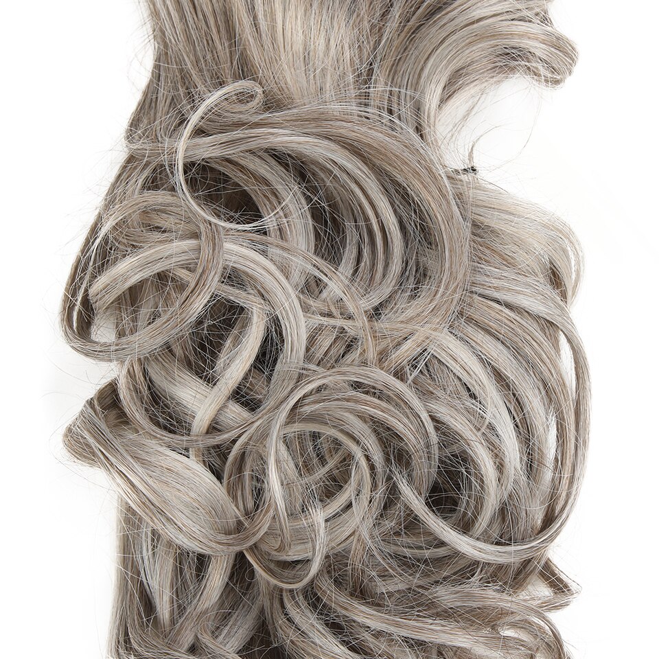 Extensiones de coleta Rubia de 26 pulgadas, coleta de onda suelta con cordón, peluca con Clip, pelo de color gris