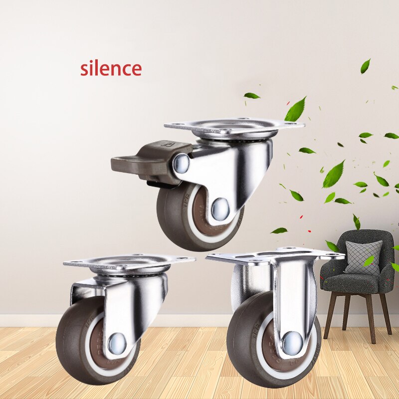 1.25inch 4PCS Swivel Casters with Brake for Furniture Soft Rubber TPE Wheels Platform Trolley Chair Household Aaccessories